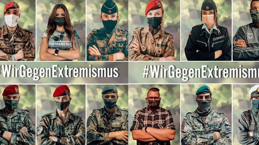 Hunderte Soldatinnen und Soldaten sowie zivile Angehörige der Bundeswehr haben ein klares Statement gegen Extremismus abgegeben. Montage: DBwV