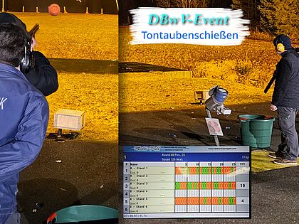 Der actiongeladenen Jahresausklang stellten 16 Teilnehmer des Landeskommandos Baden-Württemberg beim Tontaubenschießen ihre Treffsicherheit, Reaktionsvermögen und Konzentration unter Beweis. Fotocollage: TruKa LKdo BW/IK
