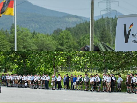 Zum Nationalen Veteranentag in Mittenwald kamen über 20 Verbände und Vereine aus dem Werdenfelser und Tölzer Land an die Gebirgs- und Winterkampfschule. Foto: Lutz Leibelt