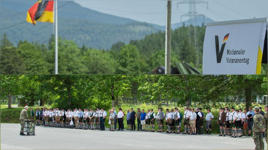 Zum Nationalen Veteranentag in Mittenwald kamen über 20 Verbände und Vereine aus dem Werdenfelser und Tölzer Land an die Gebirgs- und Winterkampfschule. Foto: Lutz Leibelt