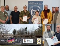 Bild oben: Der neue Vorstand unter Vorsitz von Oberstabsfeldwebel a.D. Jürgen Zechner (3.v.l.) und die geehrten Mitglieder Stefan Winter, Inge Kubach, Harald Sonnenwald sowie Bezirksvorsitzender Gerd-Josef Bopp (r.). Foto: KERH Neckarzimmern