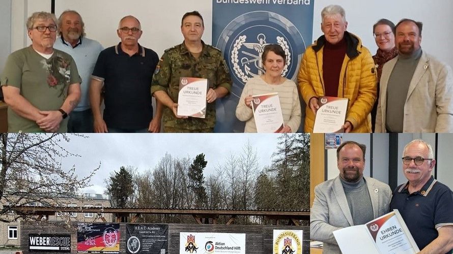 Bild oben: Der neue Vorstand unter Vorsitz von Oberstabsfeldwebel a.D. Jürgen Zechner (3.v.l.) und die geehrten Mitglieder Stefan Winter, Inge Kubach, Harald Sonnenwald sowie Bezirksvorsitzender Gerd-Josef Bopp (r.). Foto: KERH Neckarzimmern