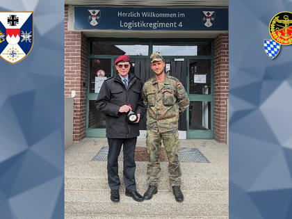 Nach der Wahl der TruKa Mainfranken-Kaserne bedankte sich Vorsitzender Stabsfeldwebel Sascha Schmidt (r.) beim stellvertretenden Vorsitzenden Unterstützungsbereich im Bundesvorstand, Oberst i.G. Chacón Blazquez. Foto: Sascha Schmidt