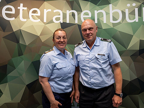 Das Duo an der Spitze des Veteranenbüros: Oberstleutnant Michael Krause und seine Stellvertreterin Oberstleutnant Sylvia Mehl. Foto: DBwV/Yann Bombeke