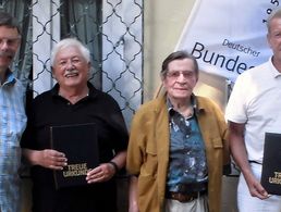 Vorsitzender Werner (v. l.) mit den geehrten Kameraden Härtlein, Bock und Eibl. Foto: Wolfgang Koepke