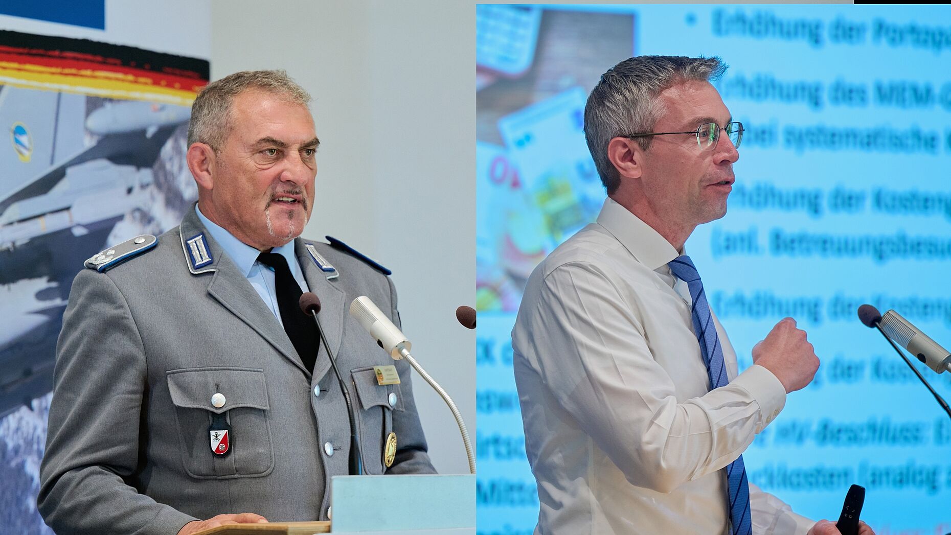 Oberstleutnant a.D. Josef Rauch und Justitiar Christian Sieh erläuterten die Auswirkungen des Heimatschutz-Aufwuchses auf den DBwV und die künftige Einbindung neuer Mitgliedergruppen. Fotos: Ingo Kaminsky