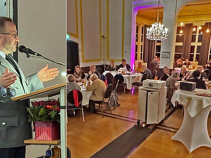 Vorsitzender Stabsfeldwebel Mirko Lange begrüßte Mitglieder und Gäste zur traditionellen Weihnachtsfeier der StoKa München im Casino der UniBw München. Foto: Mirko Lange