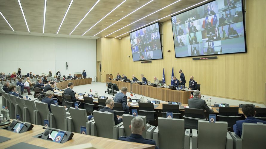Verteidigungsministertreffen unter Pandemie-Bedingungen: Die Zusammenkunft der Nato urde als Videokonferenz durchgeführt. Foto: Nato