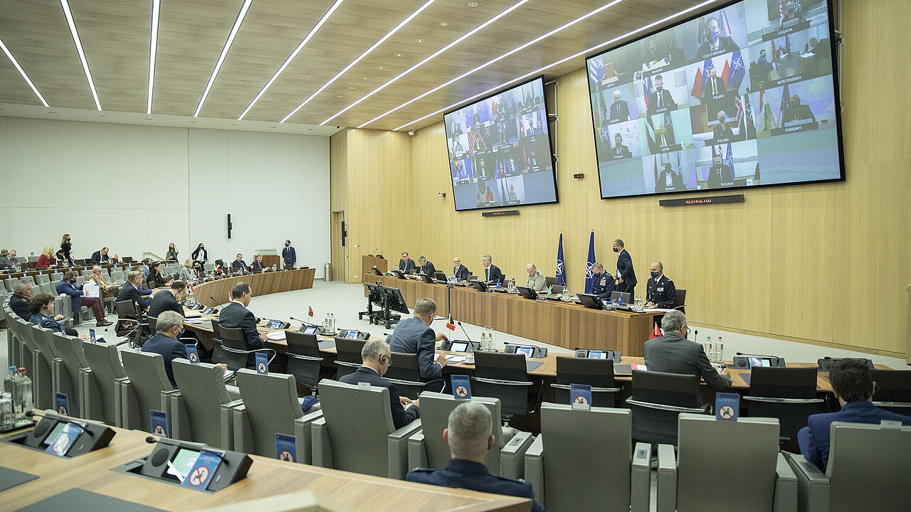 Verteidigungsministertreffen unter Pandemie-Bedingungen: Die Zusammenkunft der Nato urde als Videokonferenz durchgeführt. Foto: Nato