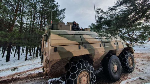 Der Transportpanzer Fuchs diente im Rahmen der Übung als Führungsfahrzeug. Foto: Bundeswehr/Anne-Kathrin Schmidt