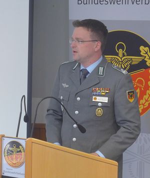 Oberstleutnant André Wüstner referierte zu den Herausforderungen an den Verband.