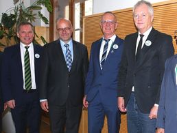 Im Jakob-Kaiser-Haus: Albrecht Kiesner, Vorsitzender ERH im DBwV-Bundesvorstand, (3.v.r.) ist mit den Vertretern der World Veterans Federation um WVF-Präsident Dan Viggo Bergtun (2.v.l.) zu Gast bei MdB Fritz Felgentreu (SPD). Foto: DBwV/Schmidt