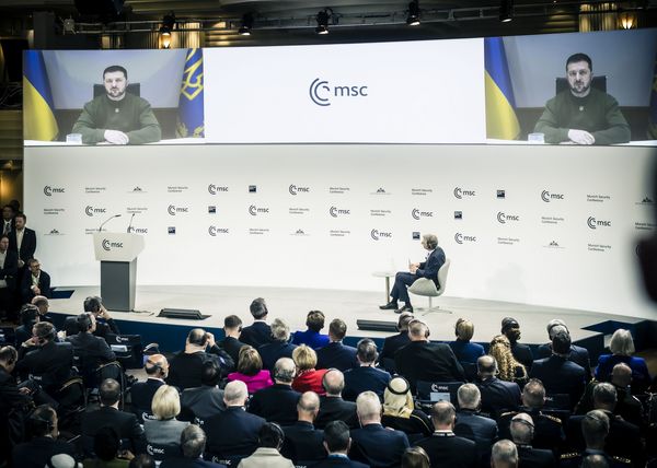 Der ukrainische Präsident Wolodymyr Selenskyj war bei der MSC per Video zugeschaltet. Foto: MSC/Kuhlmann