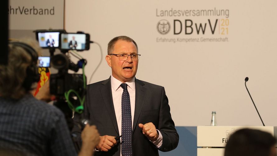 Für Oberstleutnant a.D. Andreas Brandes war es die letzte Landesversammlung als Landesvorsitzender. Foto: DBwV/Aikaterini Karanika