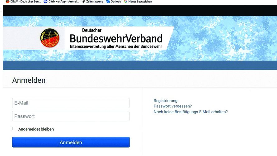 Zahlreiche Informationen gibt es im internen Bereich für die DBwV-Mitglieder: einmal anmelden und jederzeit auf dem aktuellen Stand sein. Screenhot: DBwV/Uwe Hahn