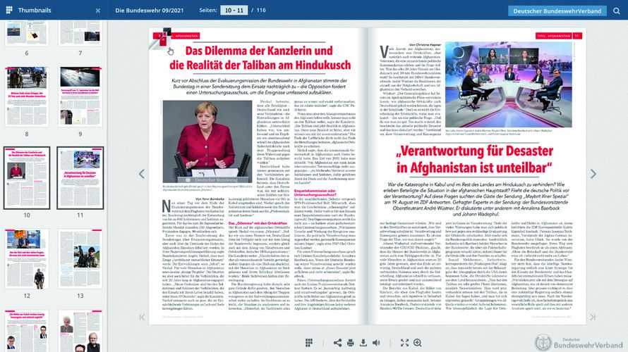 Das Verbandsmagazin können Sie als Mitglied auch ganz bequem online lesen - jederzeit und überall. Screenshot: DBwV