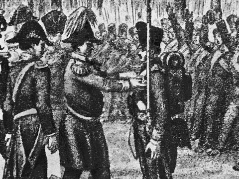 Illustration aus dem 19. Jahrhundert: Friederike Auguste Krüger, Unteroffizier in den Befreiungskriegen, erhält das „Eiserne Kreuz“. Foto: picture alliance/ullstein bild