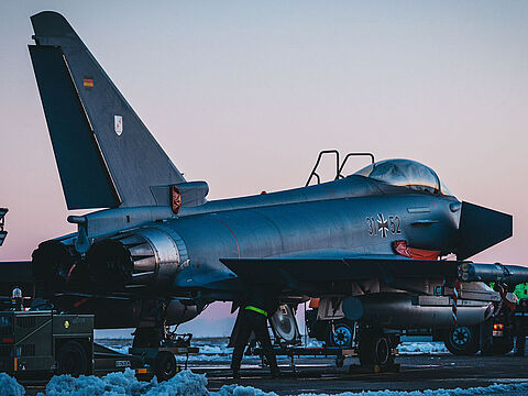 Ein deutscher Eurofighter auf dem rumänischen Luftwaffenstützpunkt Mihaeil Kogalniceanu. Foto: X/@Team_Luftwaffe