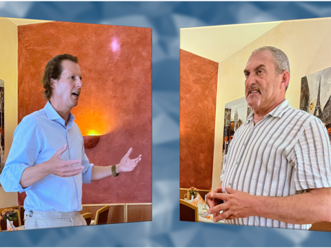 Bundestagsabgeordneter Olaf Gutting (CDU, l.) und Landesvorsitzender Oberstleutnant a.D. Josef Rauch nahmen vor den Mitgliedern der KERH Bruchsal die Haushaltplanungen des Bundes unter einen kritischen Blick. Fotos: Ralph Bender