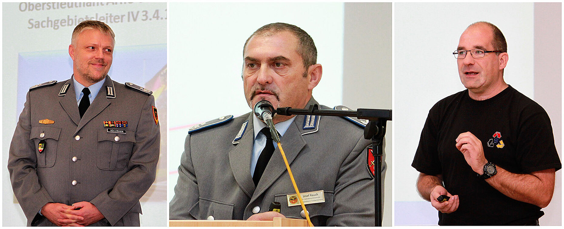 (v.l.): Personalreferent Oberstleutnant Andre Vollmann, Tagungsleiter Oberstleutnant Josef Rauch, Stabsfeldwebel Stefan Rohrbach. Foto: DBwV/LV Süddeutschland