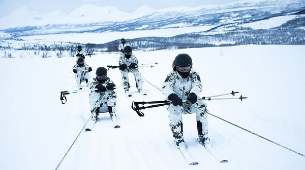 Beim Skijöring werden die Soldaten hinter einem Fahrzeug des Typs BV 206 durch das Gelände gezogen. Foto: Bundeswehr/Neumann