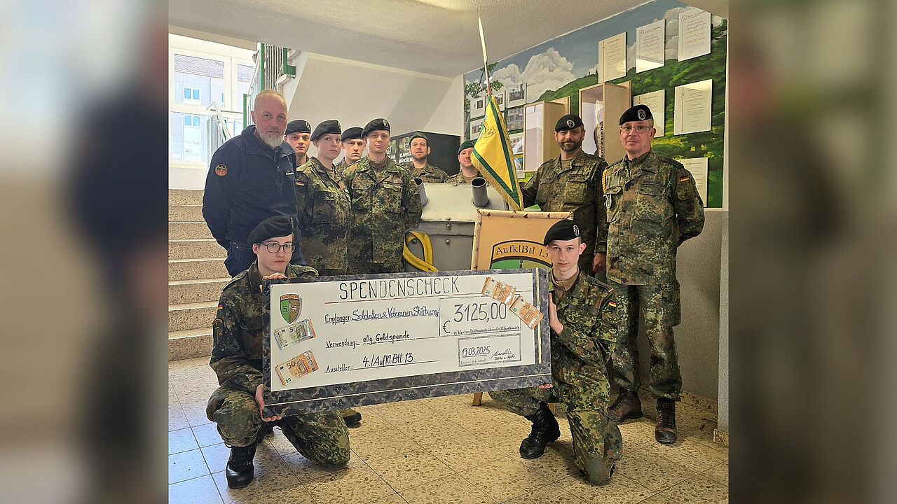 3.125 Euro sammelte die 4./Aufklärungsbataillon 13 im ersten Quartal 2025 für die Soldaten- und Veteranenstiftung (SVS). Foto: DBwV