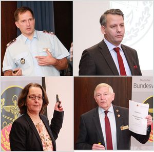 (v.o.l.): Referenten waren Oberstleutnant Tobias Brösdorf, Justiziar Sebastian Lohmüller, Nicole Knorz und Heinrich Herbort. Foto: DBwV