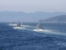 Die Minenjagdboote des Verbandes nehmen in norwegischen Gewässern den Kurs Richtung Bergen auf im Rahmen des Sommermanövers SquadEx vom 3. Minensuchgeschwader (August 2020). Foto: Bundeswehr/Friedrich Weishaupt