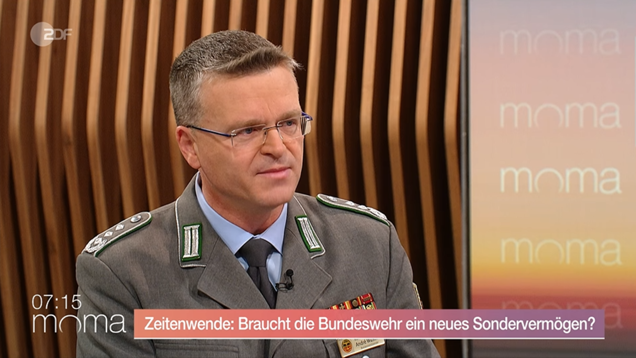 Oberst André Wüstner warnte im ZDF-Morgenmagazin vor der sehr realen Bedrohung, die von Russland ausgeht und warb für höhere Verteidigungsausgaben. Foto: Screenshot
