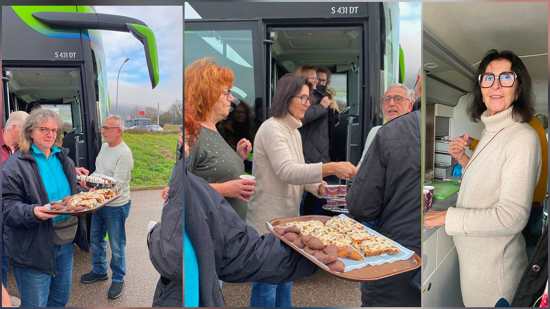 Stabsfeldwebel a.D. Yervant Sarioglu und sein Team sorgten während der Pause zum Kaffee aus dem Bus für Stollen und Weihnachtsgebäck. Foto: Michael Lipp