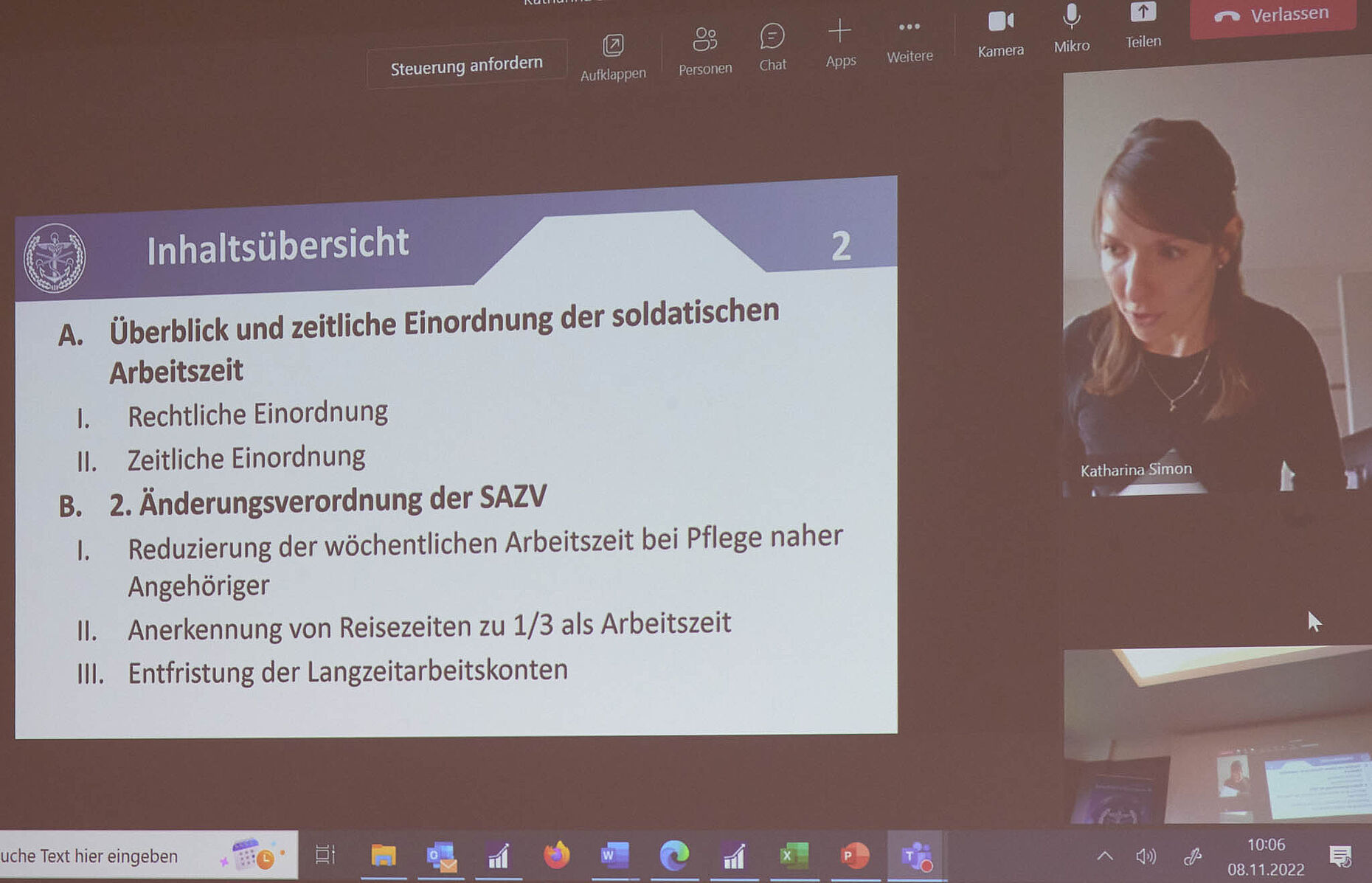 Die Rechtsprechung zur und Änderungen der SAZV waren Schwerpunkte des Vortrags von RA’in Katharina Simon aus der Rechtsabteilung des DBwV. Foto: DBwV/Kaminsky