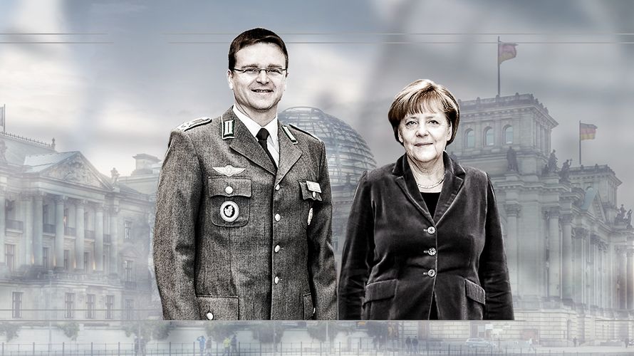 Bundesvorsitzende Oberstleutnant André Wüstner und Bundeskanzlerin Angela Merkel (Foto: DBwV)