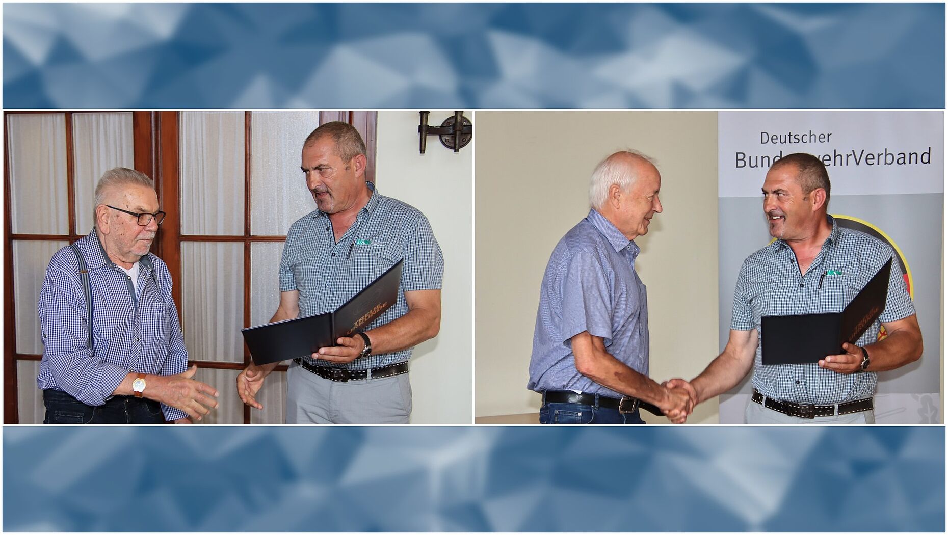 Stabsfeldwebel a.D. Ernst Bauer (l.) und Oberstleutnant a.D. Martin Stehböck wurden für 60-jährige Mitgliedschaft im DBwV durch Landesvorsitzenden Josef Rauch geehrt. Foto: Wolfgang Kruse
