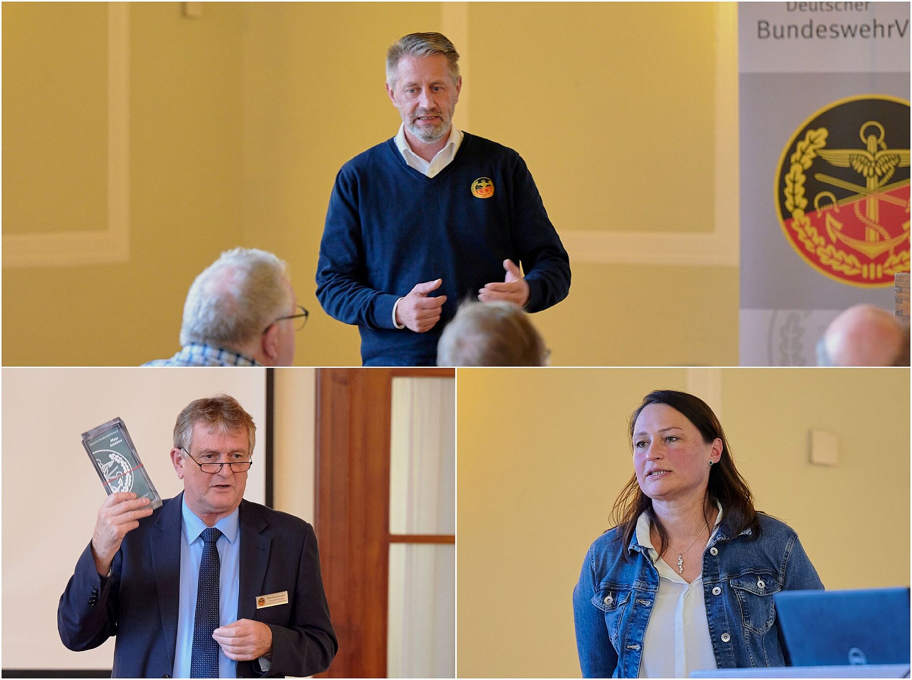 Die Digitalisierung der Verbandsarbeit, aber auch bei der Beihilfe, war ein Thema des stellv. Landesgeschäftsführers Mike-Sascha Britsch, der Abteilungsleiterin Service Center Regina Lenz und des Vorsitzenden ERH im Landesverband Oberstabsfeldwebel a.D.  Bernhard Hauber. Foto: Ingo Kaminsky