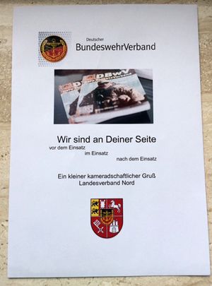 Ein kleiner Gruß an die isoliert untergebrachten Soldatinnen und Soldaten. Foto: DBwV