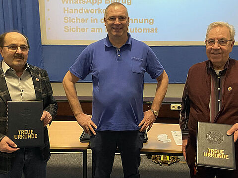 Oberstabsfeldwebel a.D. Horst Kraft, Hauptmann a.D. Thomas Buhr und Oberstabsfeldwebel a.D. Wilhelm Schäfer (v.l). Foto: Hauptmann a.D. Torsten Küppers