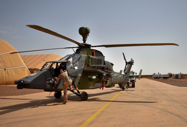 Der Kampfhubschrauber Tiger im Einsatz in Mali. Foto: picture alliance/Britta Pedersen