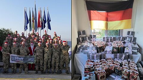 Weihnachtsgrüße aus dem Libanon sendeten die deutschen Soldatinnen und Soldaten der UNIFIL-Mission und bedankten sich für die Weihnachtsgeschenke des DBwV. Foto: DBwV