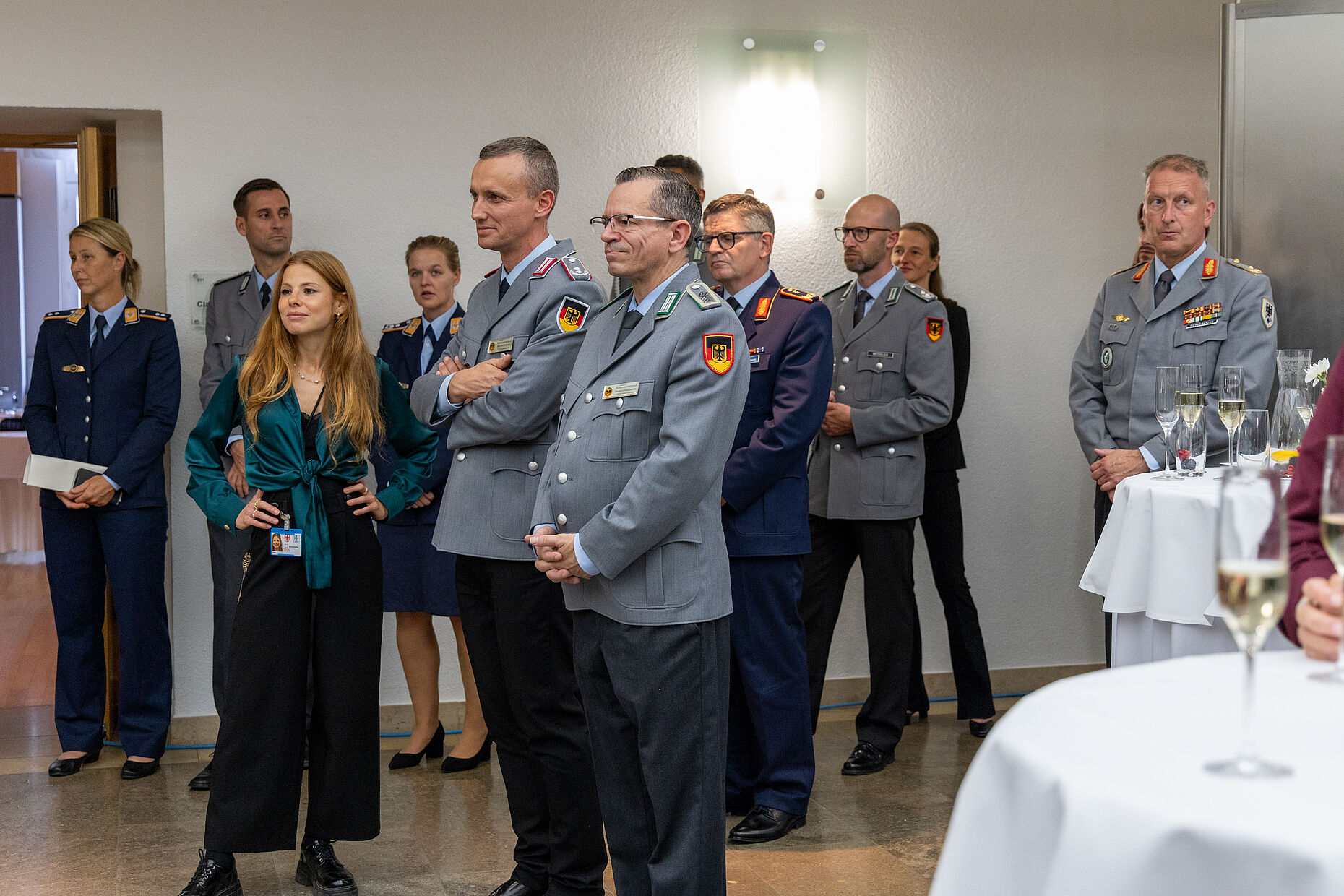 Für den Deutschen BundeswehrVerband nahmen die beiden stellvertretenden Bundesvorsitzenden Stabsfeldwebel a.D. Thomas Schwappacher und Oebrstleutnant i.G. Marcel Bohnert teil. Foto: DBwV/Sarina Flachsmeier