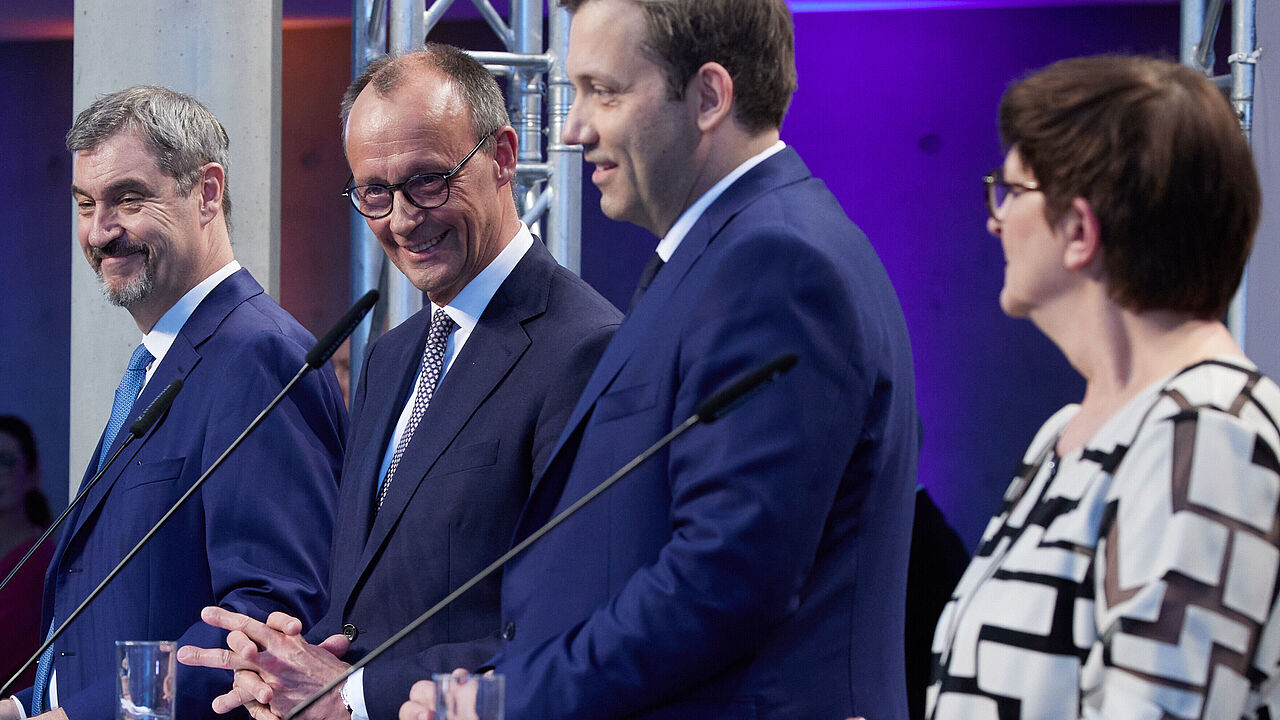 Die neuen Koalitionäre: Markus Söder (CSU), Friedrich Merz (CDU), Lars Klingbeil und Saskia Esken (SPD; v.l.). Foto: Picture Alliance
