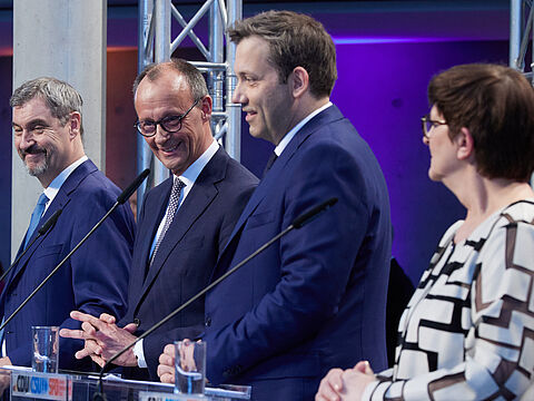 Die neuen Koalitionäre: Markus Söder (CSU), Friedrich Merz (CDU), Lars Klingbeil und Saskia Esken (SPD; v.l.). Foto: Picture Alliance