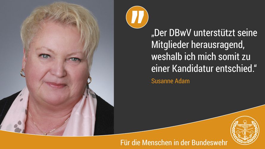 Arbeitnehmerin Susanne Adam von der Führungsakademie der Bundeswehr in Hamburg tritt auf der Liste 3 bei den Arbeitnehmern für die Menschen in der Bundeswehr an. Foto: DBwV