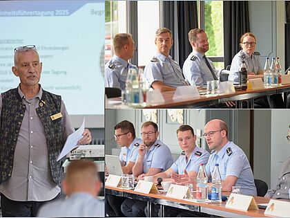 Als Tagungsleiter eröffnete Hauptmann a.D. Roland Ehrenberger Raum für den offenen Austausch über TSK-Grenzen hinweg – mit Blick auf eine verteidigungsfähige Bundeswehr von morgen. Fotos/Collage: IK