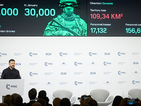 Der ukrainische Präsident Wolodymyr Selenskyj bei der Münchner Sicherheitskonferenz