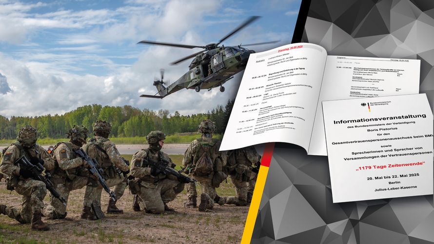 1179 Tage Zeitenwende: Die Herausforderungen für die Bundeswehr sind Thema der Informationsveranstaltung von Verteidigungsminister Boris Pistorius für den Gesamtvertrauenspersonenausschuss beim BMVg (GVPA) sowie Sprecherinnen und Sprecher von Versammlungen der Vertrauenspersonen. Ein Schwerpunkt ist die Rückkehr zur Landes- und Bündnisverteidigung, die hier bei der Übung Griffin Lightning 2025 in Panev?žys/Litauen, im Mai 2025 trainiert wird. Ein Mehrzweckhubschrauber NH-90 der Bundeswehr nimmt litauische Kräfte während der Übung auf. Foto: Bundeswehr/Bill Drechsler