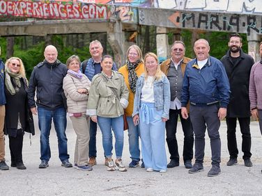 Die Delegation des Landesvorstandes auf politischer Bildungsreise nach Bosnien-Herzigowina - hier an der Olympia Bob- und Rodelbahn in Trebevic vor den Toren Sarajevos. Foto: ik