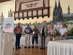 Jubilare der KERH Köln-Porz-Wahn: Oberstleutnant a.D. Andreas Gross, Stabsfeldwebel a.D. Dirk Wagener, Oberstleutnant a.D Hans Bundszus und Oberstabsfeldwebel a.D. Michael Scheuren (v.l)  Foto: Wiegelmann