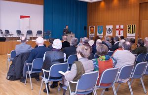 Obstleutnant André Wüstner sprach zum Thema „Soldaten der Zukunft – Problemlöser für alle Fälle?“ (Foto: Ev. Akademie im Rheinland)