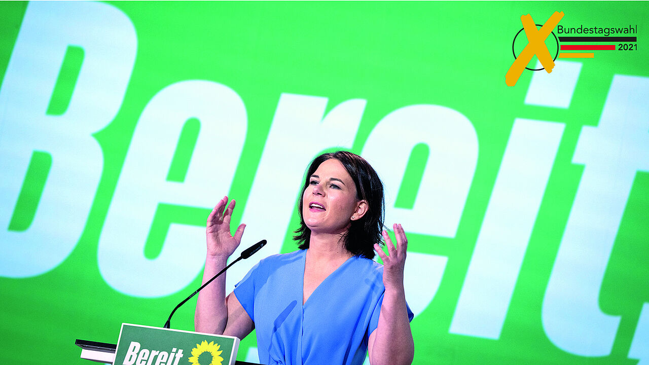 Annalena Baerbock, Kanzlerkandidatin und Bundesvorsitzende von Bündnis 90/Die Grünen, spricht zum Ende der Bundesdelegiertenkonferenz ihrer Partei. Bei dem digitalen Parteitag in Berlin hatten die Grünen ihr Wahlprogramm für die Bundestagswahl im September verabschiedet. Foto: picture alliance/dpa
