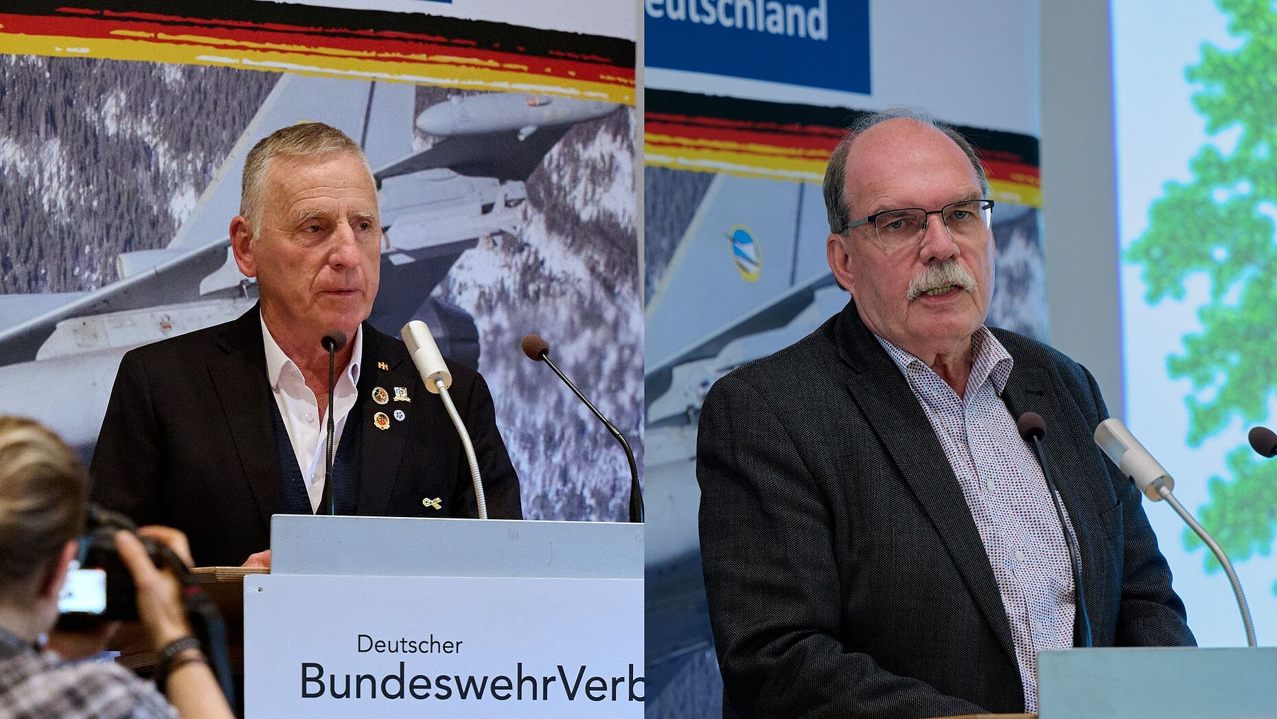 Hubert Reiter und Hartmut Schönmeyer warben für gesellschaftliches Engagement, Unterstützung der SVS und die Weitergabe der Tagungsinhalte in die Kameradschaften. Fotos: Ingo Kaminsky